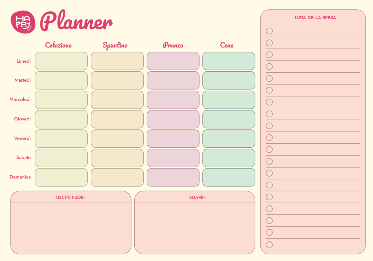 Guida alimentare &quot;Nutrizionista in 1 giorno&quot; + DIGITAL PLANNER gratis - Metodo Happy Diet